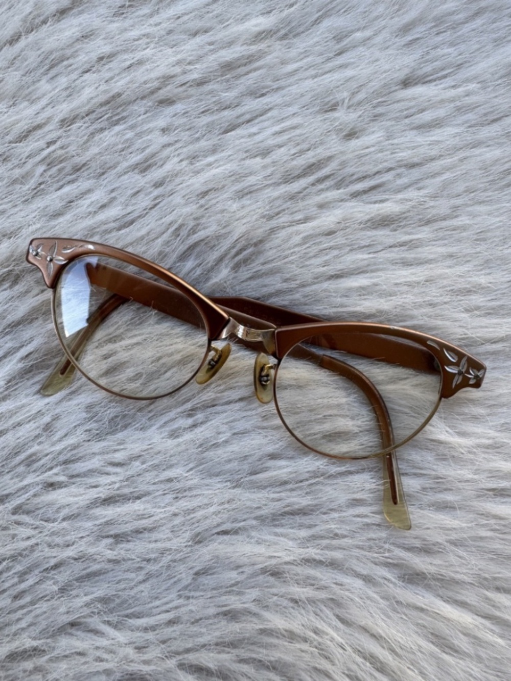Vintage 1950's-1960's Cat-Eye Browline Eyeglasses Non Prescription Clear Glasses